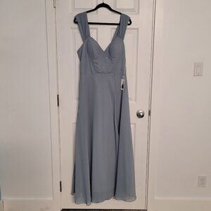Women Long Maxi gown dress formal bride Prom Gala- Fits Size 14- Dusty Blue/grey